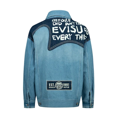 (Women) EVISU Patchwork Seagull Print Denim Jacket - Denim Blue 2ESHTW3DJ736OSCT