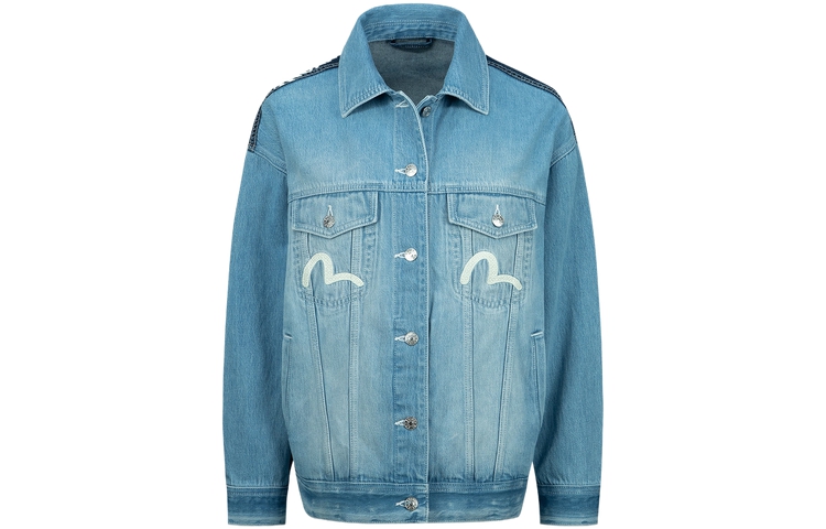 (Women) EVISU  Patchwork Seagull Print Denim Jacket - Denim Blue 2ESHTW3DJ736OSCT 圖 3