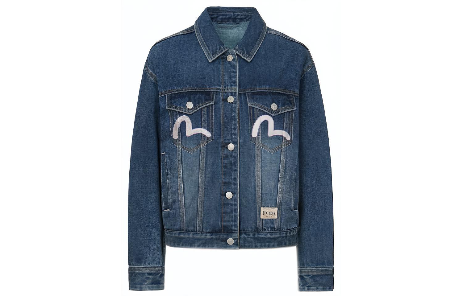 (Women) EVISU  Printed Relaxed Denim Jacket Blue 2EAHTW1DJ774LFCT