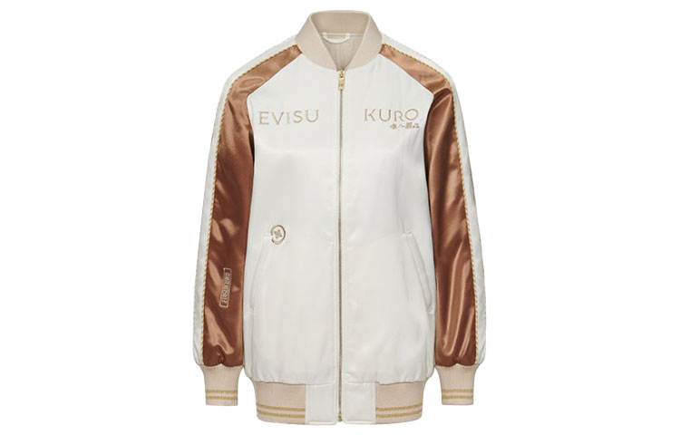 (Women) EVISU  White Floral Gold Print Bomber Jacket. 2EAGNW1JK732OSPQ