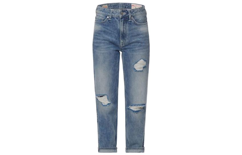 (Women) EVISU  Wide-Leg Denim Jeans with Seagull Print Blue. 2ESHTW2JE921RXCT