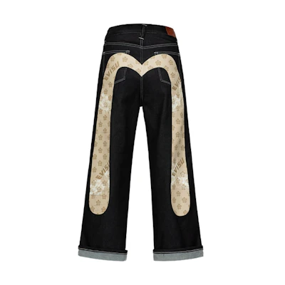 (Women) EVISU Wide-Leg Jeans with Jacquard M Logo in Denim Blue 2EAHTW3JE4083WLCX