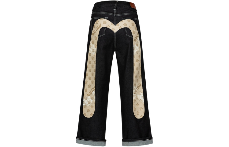 Order (W) EVISU 寬版牛仔褲附提花M標誌 - 牛仔藍色 2EAHTW3JE4083WLCX