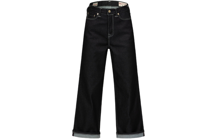 Lookbook (W) EVISU 寬版牛仔褲附提花M標誌 - 牛仔藍色 2EAHTW3JE4083WLCX