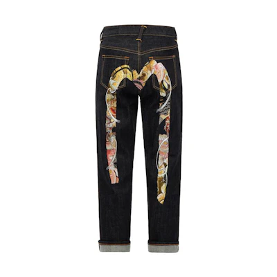 (Women) EVISU AW23 Brush Big M Koi Embroidered Wide-Leg Jeans Denim Blue. 2EAHTW2JE924RXCS