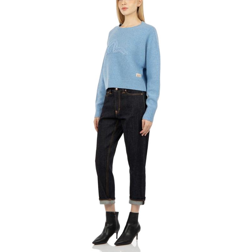 (Women) EVISU AW23  Brush Big M Koi Embroidered Wide-Leg Jeans Denim Blue. 2EAHTW2JE924RXCS 圖 6