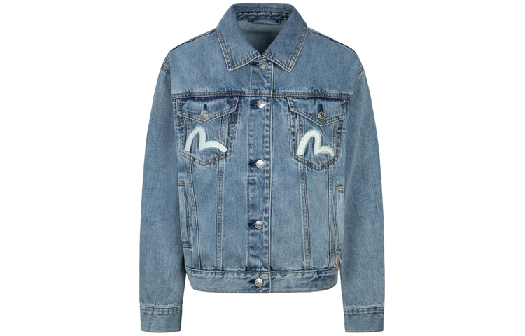 (Women) EVISU AW23  Daruma Patch Wide Denim Jacket in Blue. 2EAHTW3DJ4052LFCT 圖 3