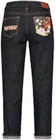 (Women) EVISU AW23 Denim Blue Jeans with Goldfish & Floral Embroidered Pocket. 2EAHTW3JE4014STCT (Women) EVISU AW23 Denim Blue Jeans with Goldfish & Floral Embroidered Pocket. 2EAHTW3JE4014STCT