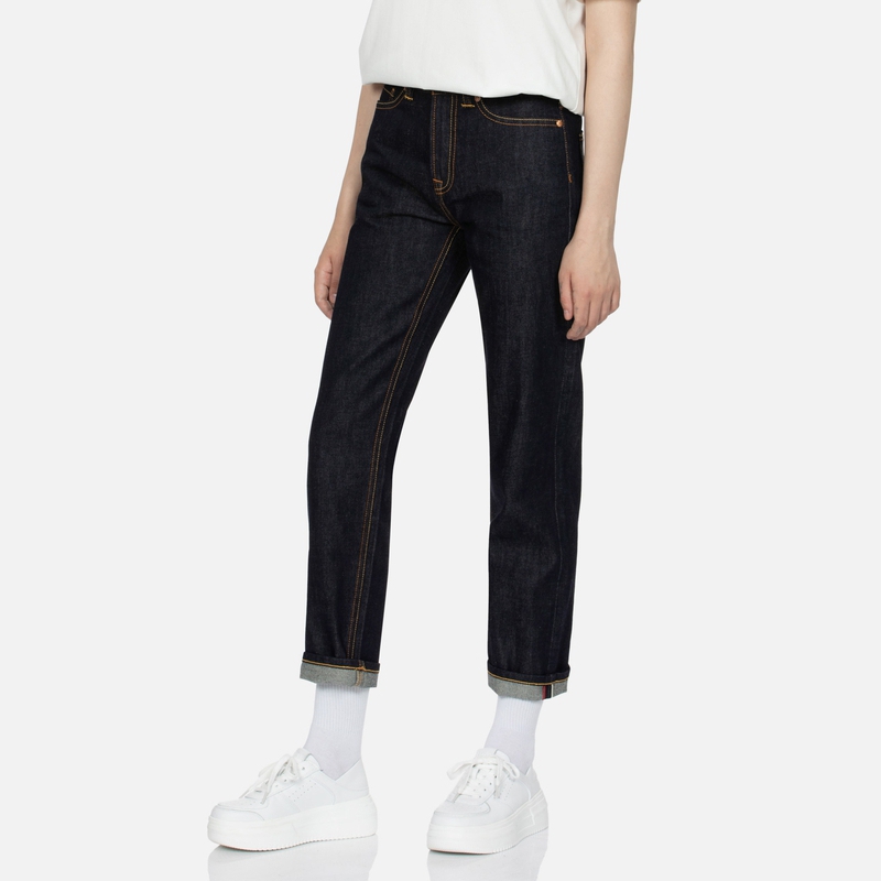 (Women) EVISU AW23  Denim Blue Jeans with Goldfish & Floral Embroidered Pocket. 2EAHTW3JE4014STCT 圖 5