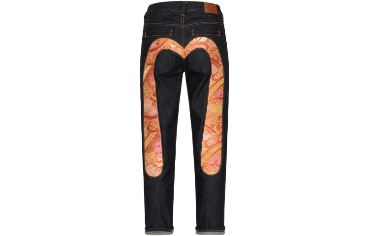 (Women) EVISU AW23  Oversized Denim Jeans with Embroidered M Patch - Blue 2EAHTW3JE4016RXCT