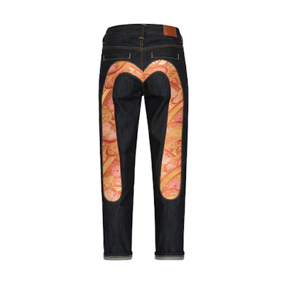 (Women) EVISU AW23 Oversized Denim Jeans with Embroidered M Patch - Blue 2EAHTW3JE4016RXCT