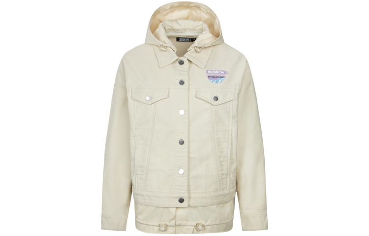 (Women) EVISU AW23  Oversized Jacket with Shiny Logo & Floral Print - Bone White. 2EAGNW3SJ6038BZCT 圖 3