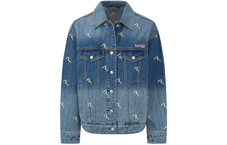 (Women) EVISU AW23 All-Over Seagull Embroidery Denim Jacket Women Blue 2EAHTW2DJ768OSCT 圖 2