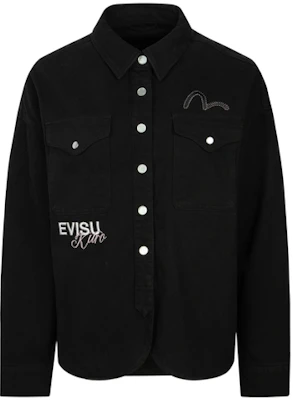 (W) EVISU AW23 Jaket Kemeja Hitam Oversized Bordir Bunga 2EAGNW3SJ6074BZCT Lookbook (W) EVISU AW23 Jaket Kemeja Hitam Oversized Bordir Bunga 2EAGNW3SJ6074BZCT
