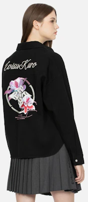 (W) EVISU AW23 Jaket Kemeja Hitam Oversized Bordir Bunga 2EAGNW3SJ6074BZCT Shop (W) EVISU AW23 Jaket Kemeja Hitam Oversized Bordir Bunga 2EAGNW3SJ6074BZCT
