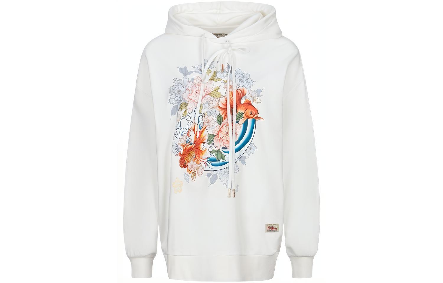 Order (W) EVISU AW23 金魚花卉印花寬鬆連帽衫 白色 2EAHTW3SW4026OSCT