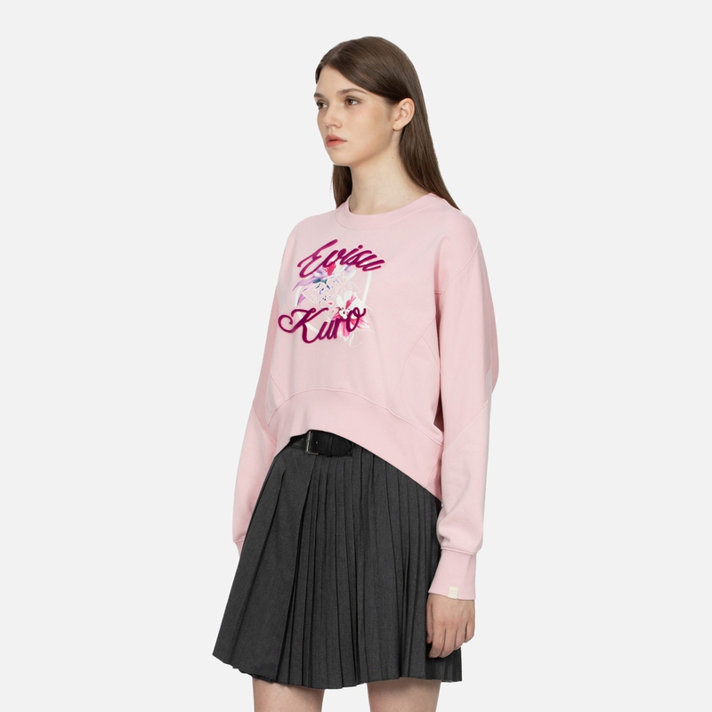 Cheap (W) EVISU AW23 寬鬆款花卉印花與Logo提花設計長袖上衣 2EAGNW3SW6094FFCT