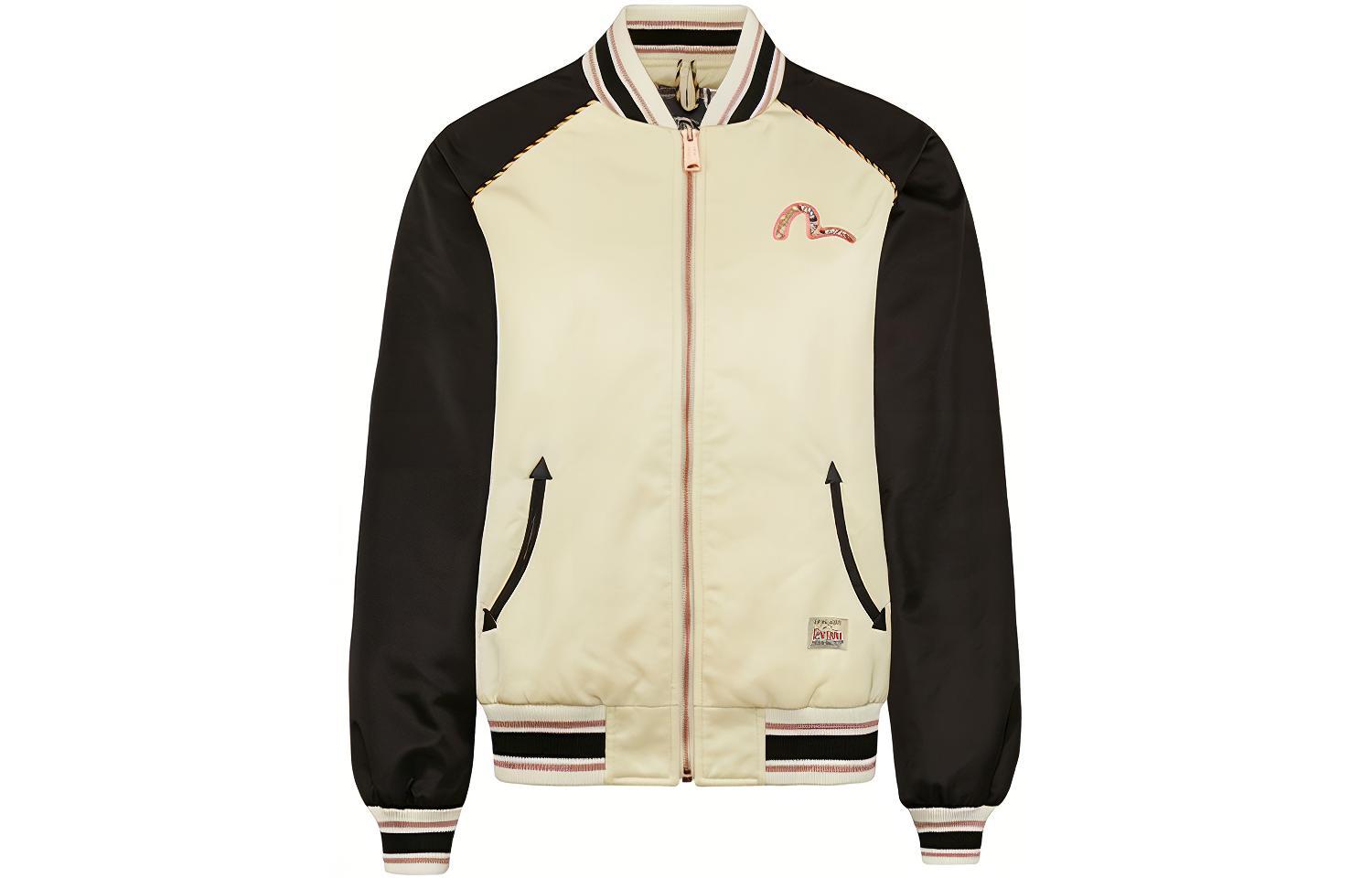 (Women) EVISU Beige Embroidered & Brocade Logo Slim Fit Jacket 2EAHTW0JK734XX
