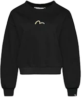 (Women) EVISU Black Logo Crewneck Long Sleeve Pullover Sweatshirt 1EAGNW9SW374FF (Women) EVISU Black Logo Crewneck Long Sleeve Pullover Sweatshirt 1EAGNW9SW374FF