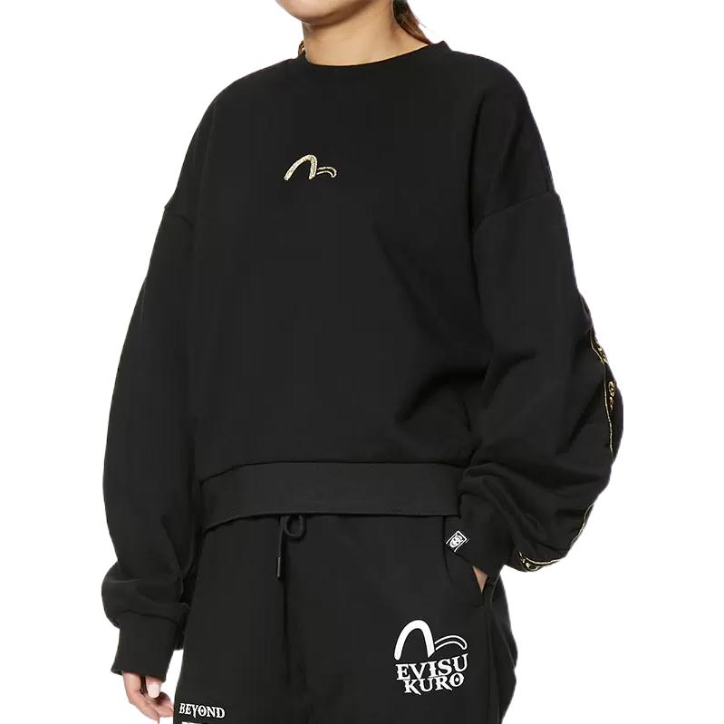 (Women) EVISU Black Logo Crewneck Long Sleeve Pullover Sweatshirt 1EAGNW9SW374FF 圖 4