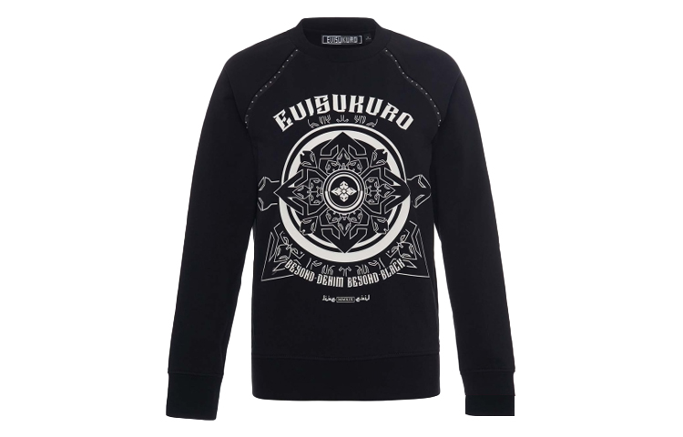 (Women) EVISU Black Pullover Sweatshirt with Signature Floral Logo Print 1ESGNW9SW405XX 圖 2
