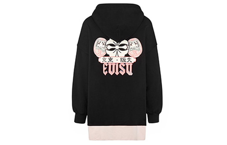 Order (Women) EVISU Black Sweatshirt with Kamon and Daruma Print 2EAHTW0SW349OS