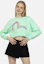 Shop (Women) EVISU Cartoon Daruma & Seagull Print Cropped Sweater Apple Green 2ESHTW3SW334DPCT