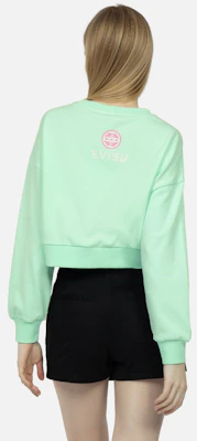 (Women) EVISU Cartoon Daruma & Seagull Print Cropped Sweater Apple Green 2ESHTW3SW334DPCT Purchase (Women) EVISU Cartoon Daruma & Seagull Print Cropped Sweater Apple Green 2ESHTW3SW334DPCT