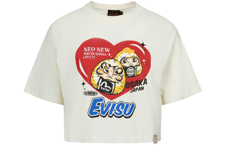 (Women) EVISU Daruma Rice Ball Graphic Short Sleeve T-Shirt 2ESHTW4TS4043CPCT