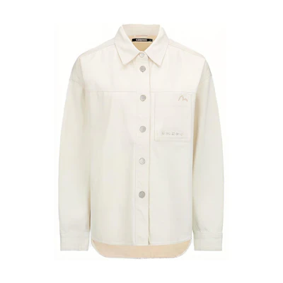 (Women) EVISU EVISUKURO SS22 White Embroidered Seagull Logo Denim Jacket. 2ESGNW2SJ781OSDN