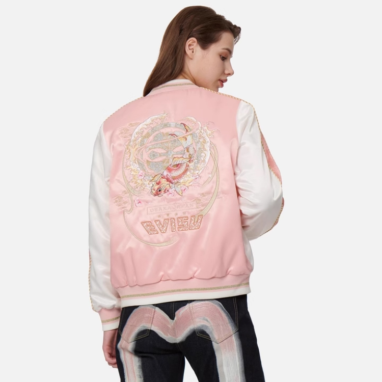 (Women) EVISU FW22 Colorblock Embroidered Logo Zip Jacket - Pink 2EAHTW2JK756XX 圖 6