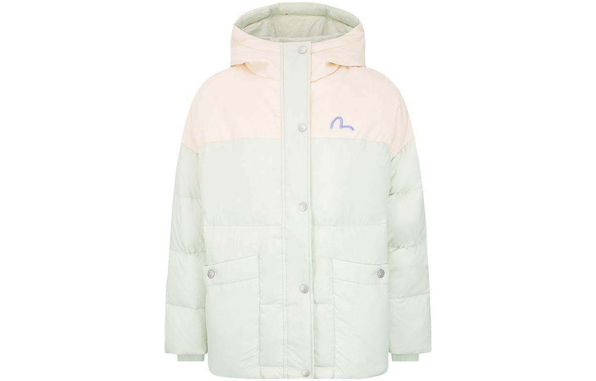 (Women) EVISU FW22 Colorblock Printed Down Jacket  Mint Green 2EAHTW2NJ720FFNY