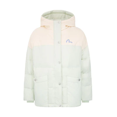 (Women) EVISU FW22 Colorblock Printed Down Jacket Mint Green 2EAHTW2NJ720FFNY