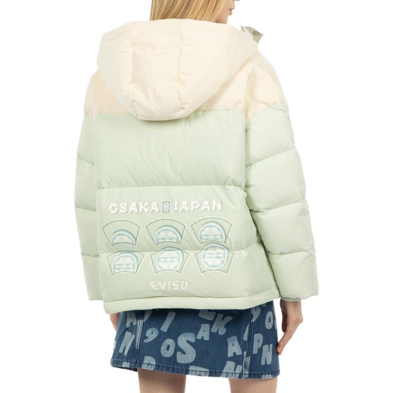 (Women) EVISU FW22 Colorblock Printed Down Jacket  Mint Green 2EAHTW2NJ720FFNY 圖 5