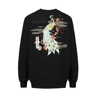 (Women) EVISU FW22 Crewneck Sweatshirt with Logo and Peacock Print Design 2ESHTW3SW328OSCT
