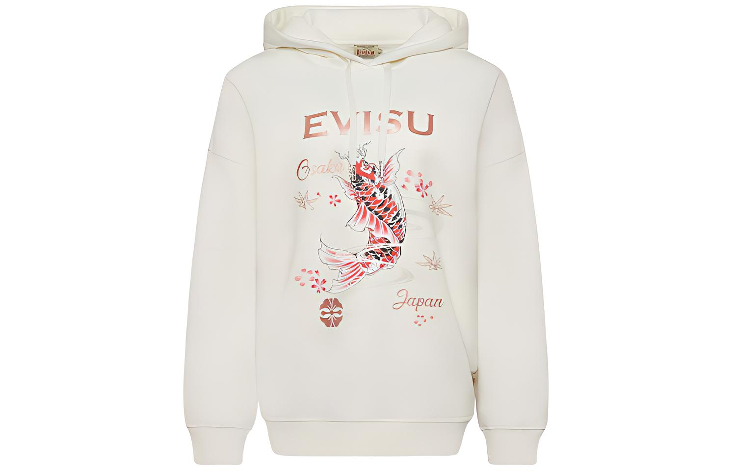 (Women) EVISU Koi Sakura Graphic Hoodie  White. 1EAHTW9SW334XX
