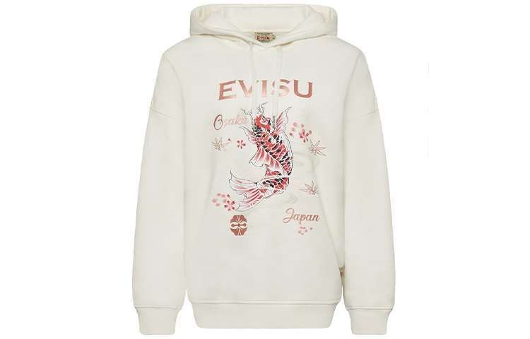 Order (W) EVISU 鯉魚櫻花圖案連帽衫 白色 1EAHTW9SW334XX