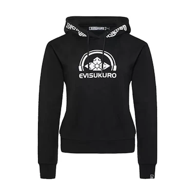 (Women) EVISU KURO Black Hoodie with Logo Print Design 1EAGNW9SW384FF