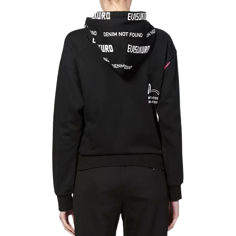 Purchase (W) EVISU KURO 黑色連帽衫 帶Logo印花設計 1EAGNW9SW384FF