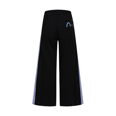 (Women) EVISU KURO SS24 Wide-Leg Sweatpants with Logo Print Black. 2ESGNW4SP6042WLCT
