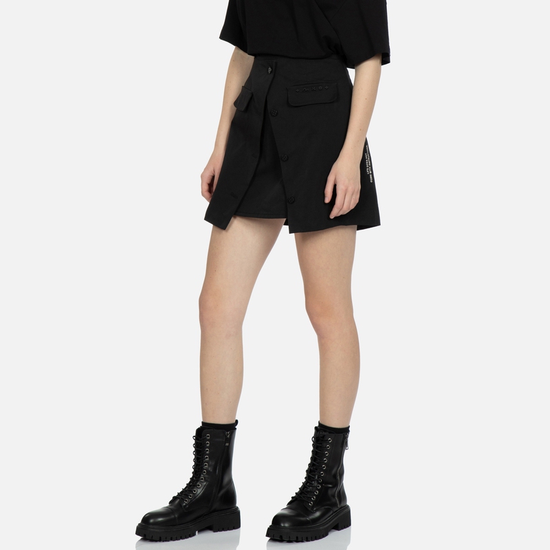 Shop (W) EVISU 女士标语刺绣拉链休闲迷你裙 2ESGNW3SK207XXCT