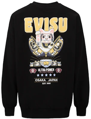 (W) EVISU Logo Print Pullover Sweatshirt Dengan Rekaan Kucing Lucky Daruma 2EAHTW2SW366OSCT 2