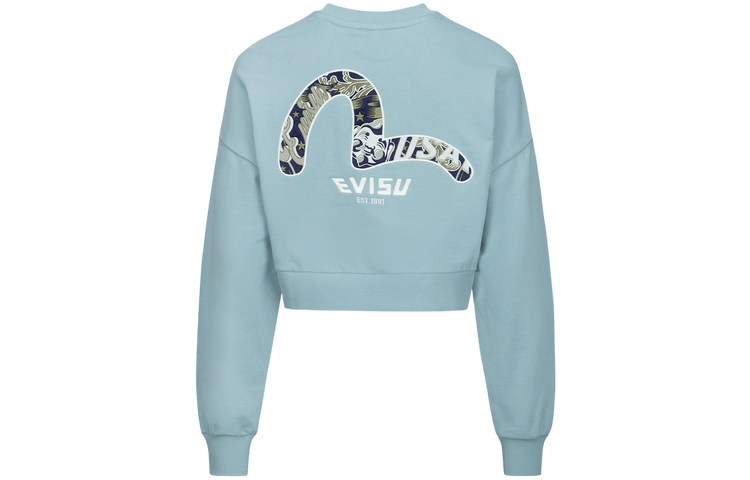 (Women) EVISU Pink Blue Pullover Sweatshirt with Buddha and Seagull Embroidery 2ESHTW3SW338DPCT 圖 2