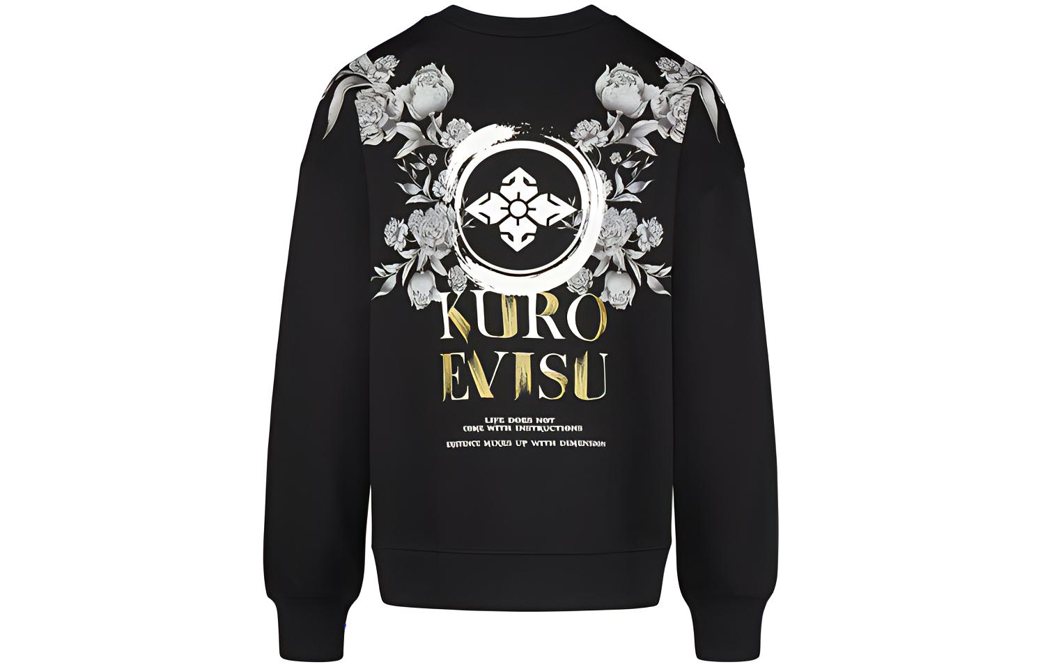 (Women) EVISU SS20 Black Sweatshirt with Floral & Cornflower Print 2ESGNW0SW391OS