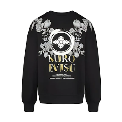 (Women) EVISU SS20 Black Sweatshirt with Floral & Cornflower Print 2ESGNW0SW391OS
