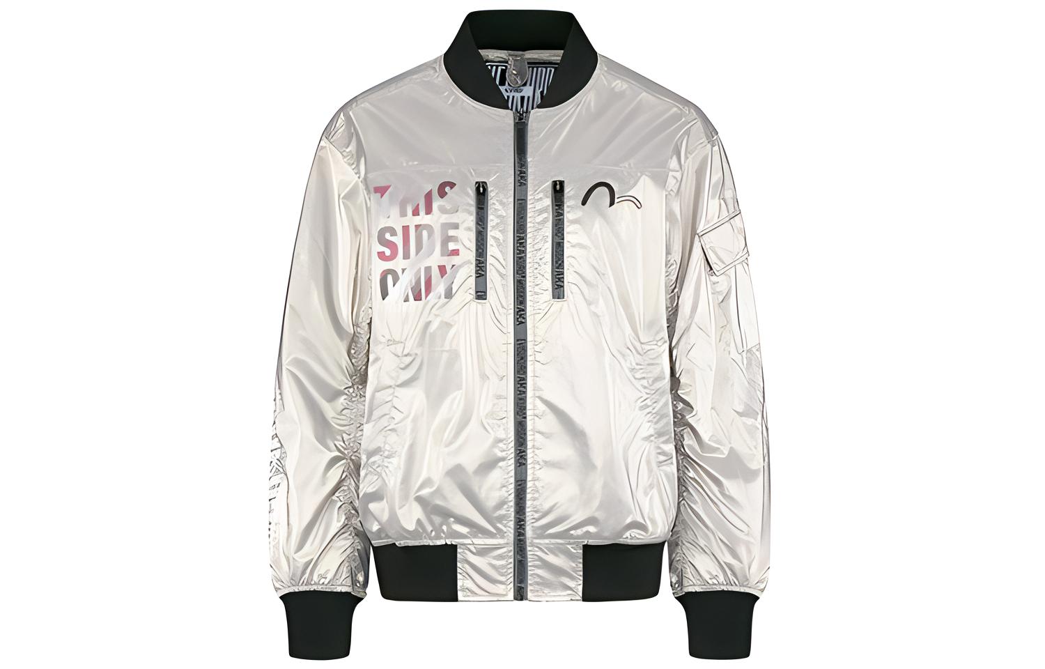 (Women) EVISU SS20 Logo Print Bomber Jacket Silver 2ESGNW0JK758OS