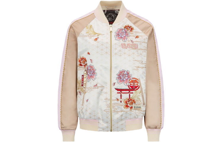 (Women) EVISU SS22  Colorblock Baseball Jacket Champagne Color 2ESHTW2JK729LFPL