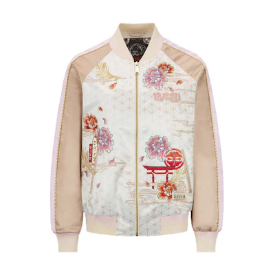 (Women) EVISU SS22 Colorblock Baseball Jacket Champagne Color 2ESHTW2JK729LFPL