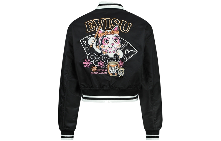 (Women) EVISU SS23  Black Embroidered Lucky Cat Short Jacket. 2ESHTW3JK735LFNY 圖 2
