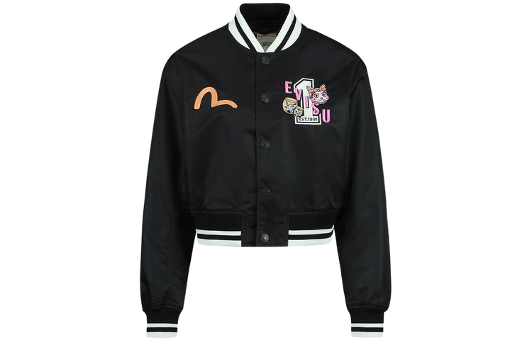 (Women) EVISU SS23  Black Embroidered Lucky Cat Short Jacket. 2ESHTW3JK735LFNY 圖 3
